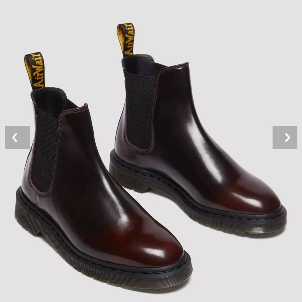NIB Doc Dr Martens GRAEME Arcadia Leather Chelsea Boots CHERRY RED - Picture 2 of 11